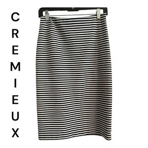 Daniel Cremieux Black and white striped fitted midi skirt size‎ S